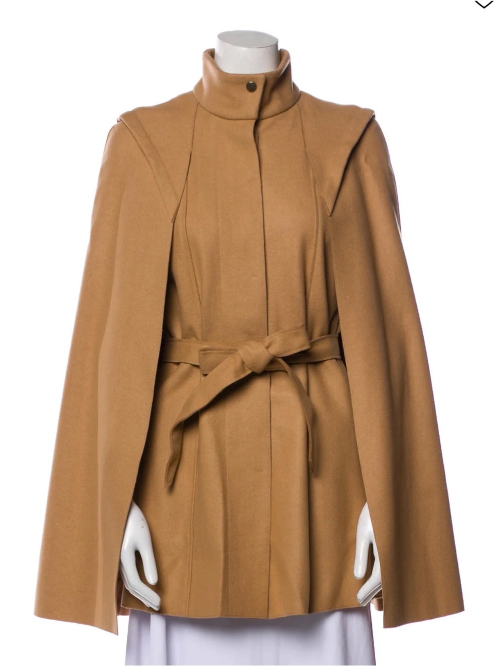 NWOT Maje NYC Wool Luxury Cape in Camel Lined with Waist Tie Size 4-6 (Small) - Picture 4 of 15